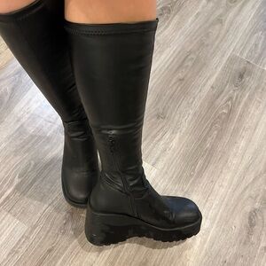 Steve Madden Black Knee-High Platform Boots